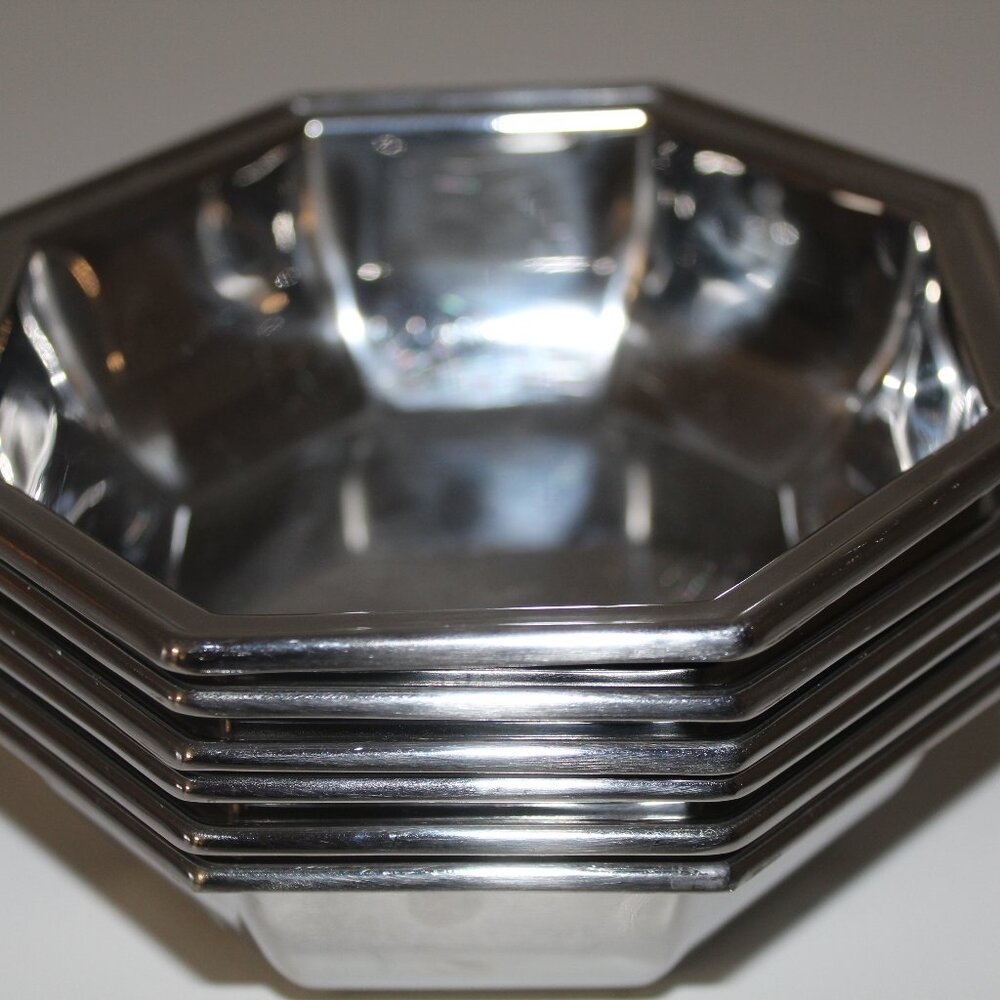 (6X) Vintage American Airlines Octagonal Stainless Serving Bowl ABCO 73DI058 Lot